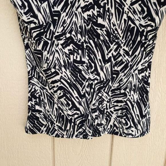 Vintage BCBG Paris Top Stretch Plunging V Sleeveless Abstract Geometric Y2K Sz L - Picture 8 of 8
